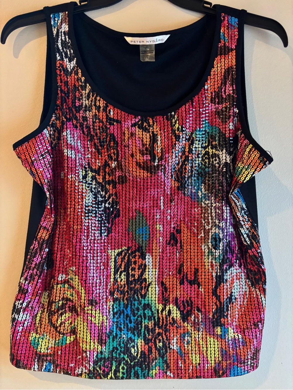 Peter Nygard Pink Multi Sequin Tank Top - Large